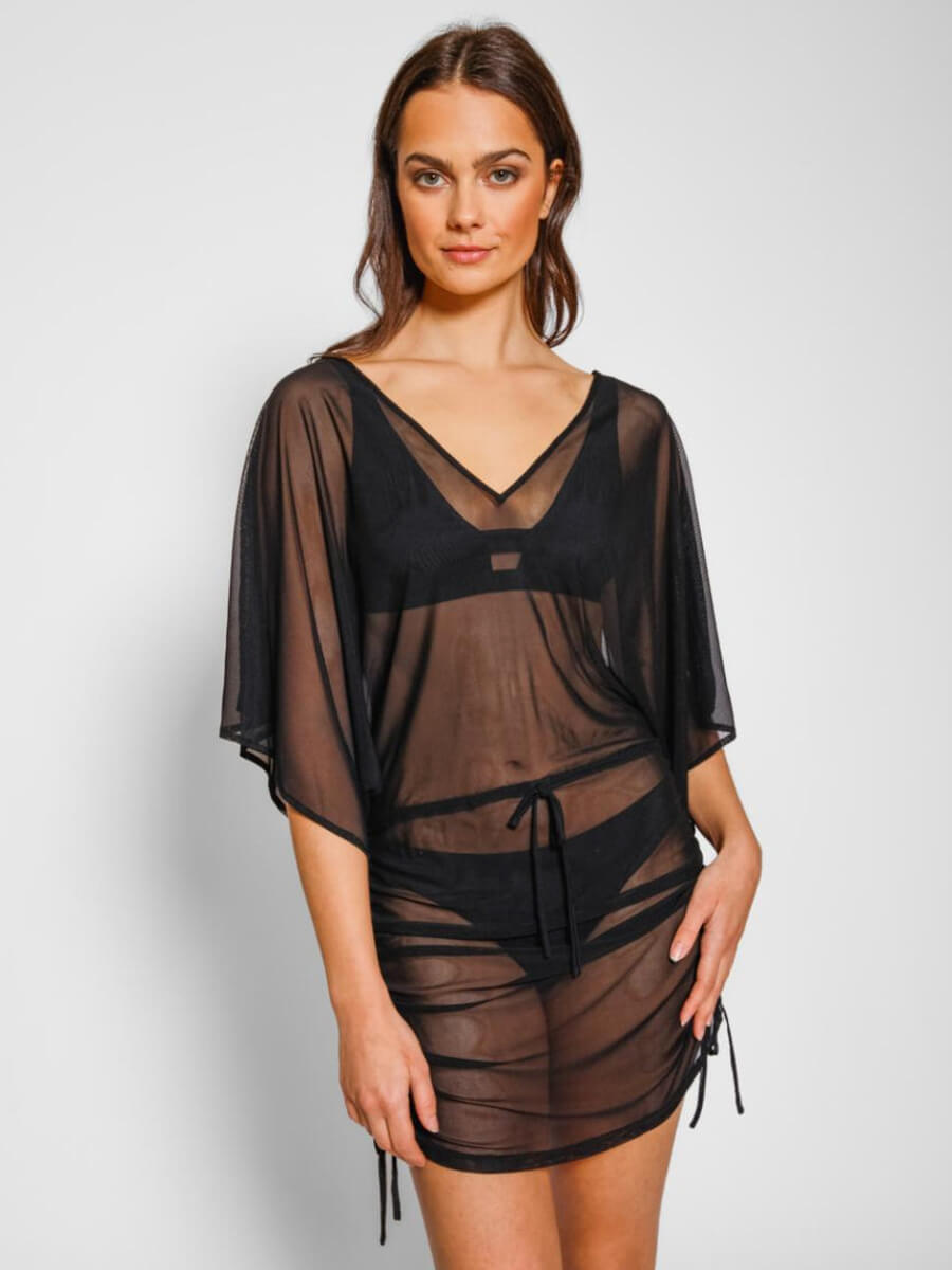 Koy Resort Escape Mesh Tunic In Black