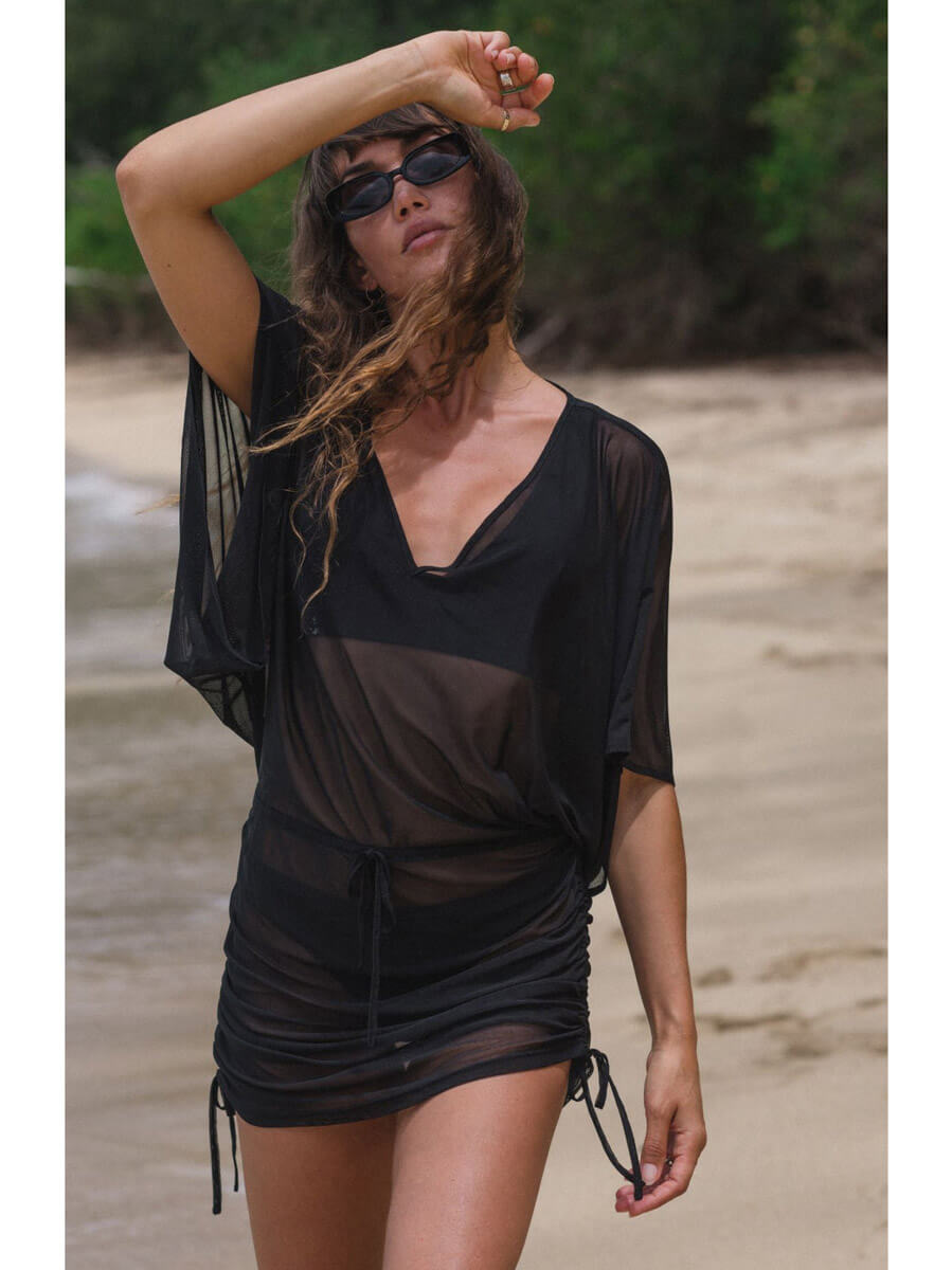 Koy Resort Escape Mesh Tunic In Black