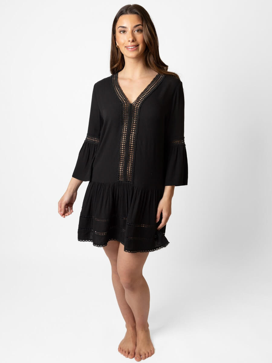 Koy Resort Miami Luxe Drop Waist Tunic in Black