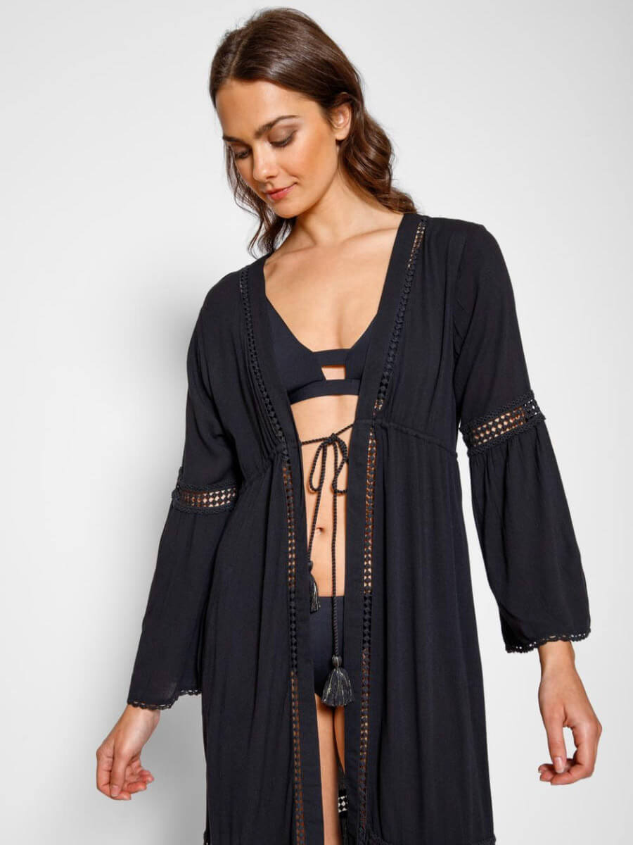 Koy Resort Miami Luxe Front Tie Robe In Black