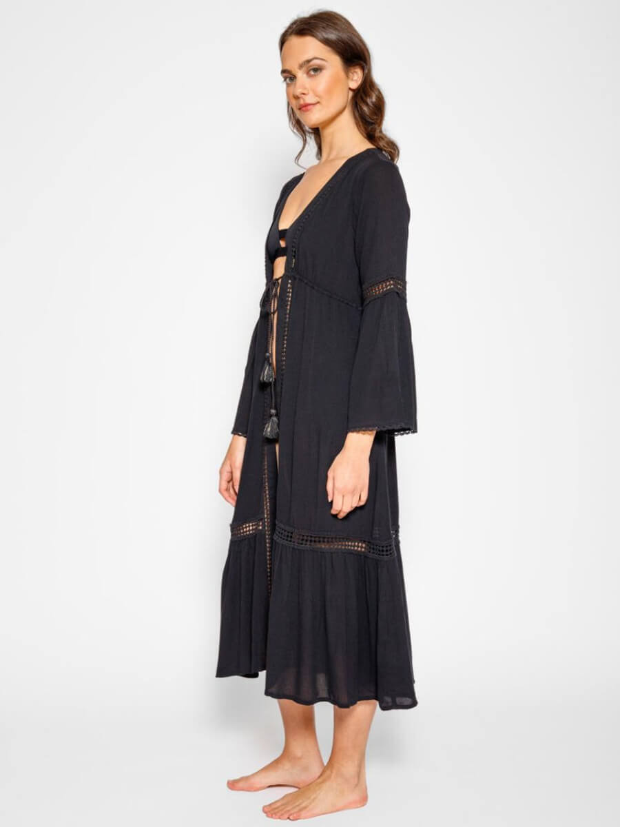 Koy Resort Miami Luxe Front Tie Robe In Black