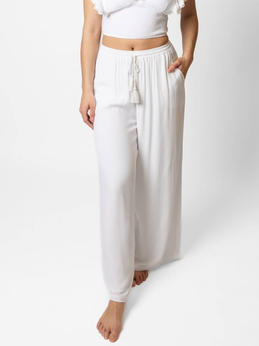 Koy Resort Miami Tie Front Pant In White