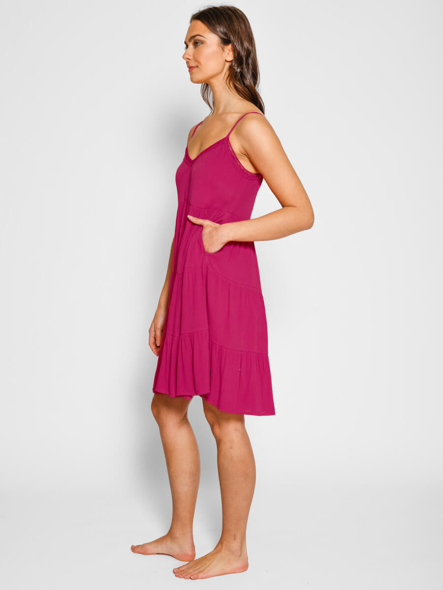 Koy Resort Mini Tier Dress in Sangria