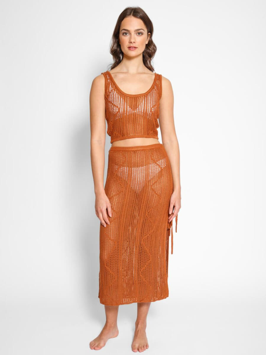 Koy Resort Santorini Knit Scoop Tank In Bronze