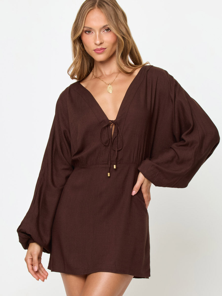 L*Space Deia Mini Dress in Espresso