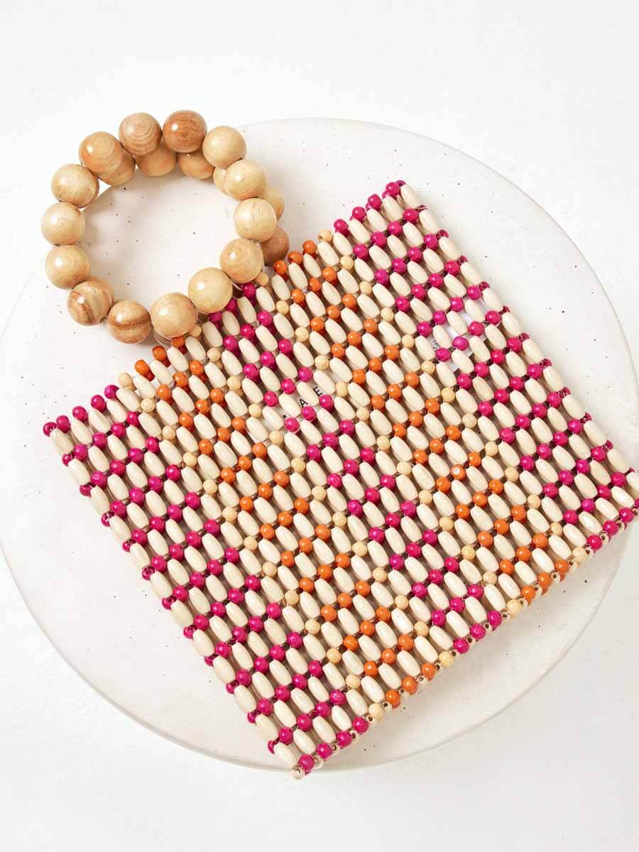 L*Space Riley Bag in Natural/Hot Pink