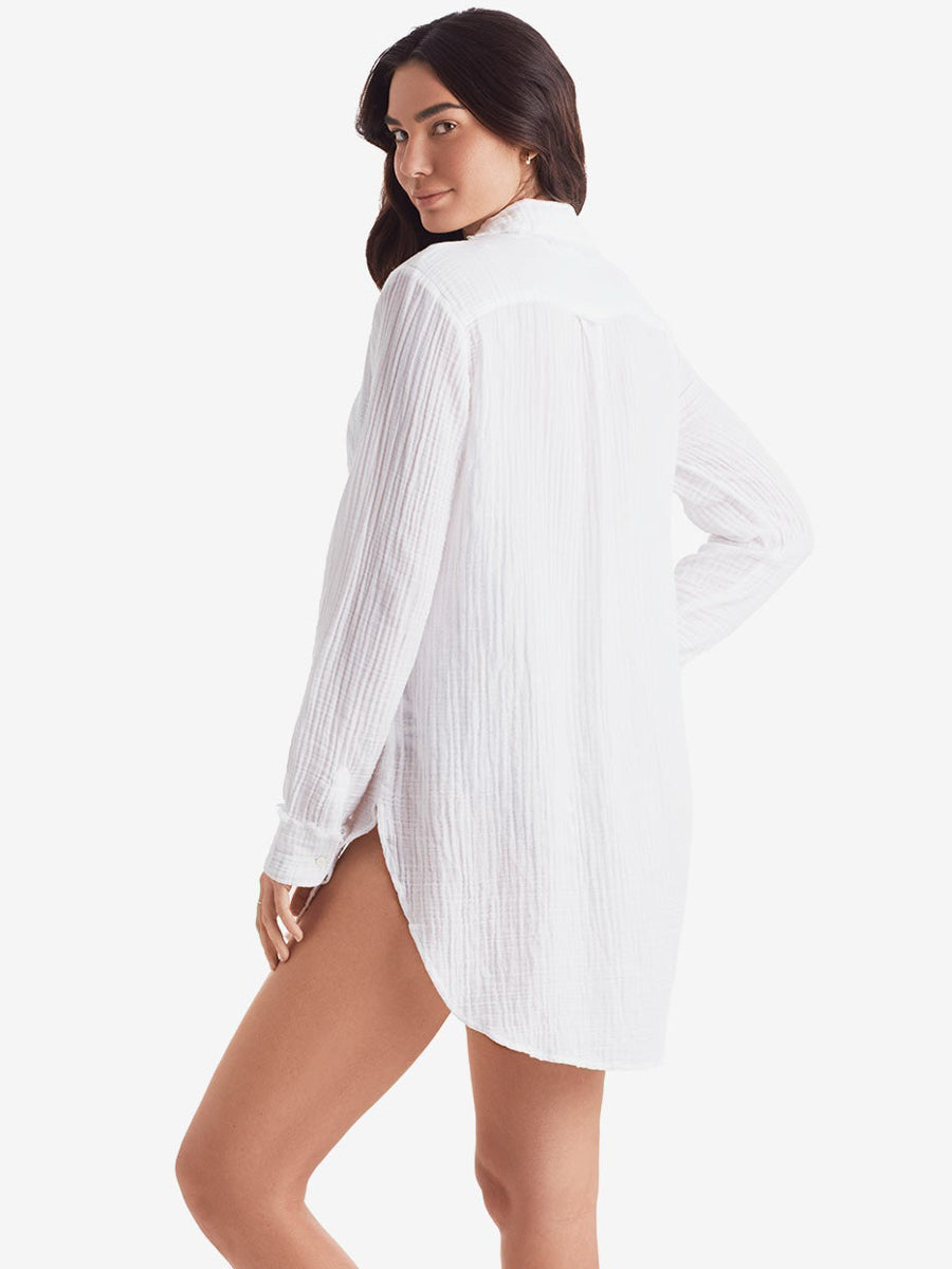 Mimi Flamingo Laguna Fray Shirt in White