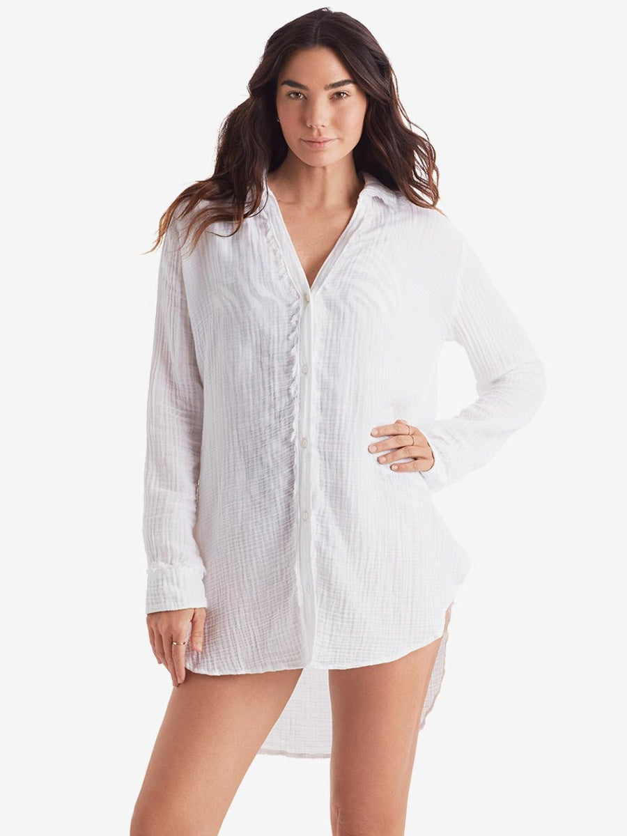 Mimi Flamingo Laguna Fray Shirt in White