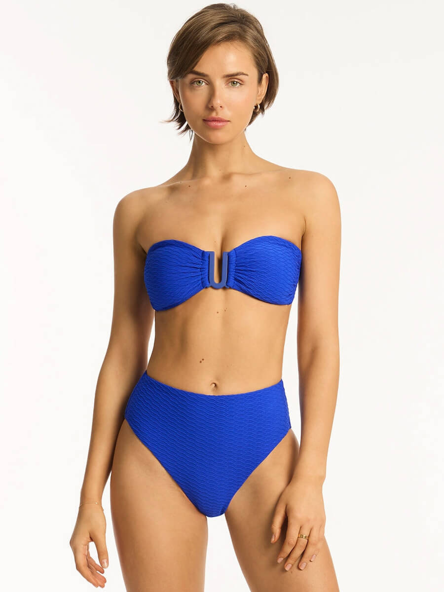 Sea Level Honeycomb U Bar Bandeau Top in Cobalt