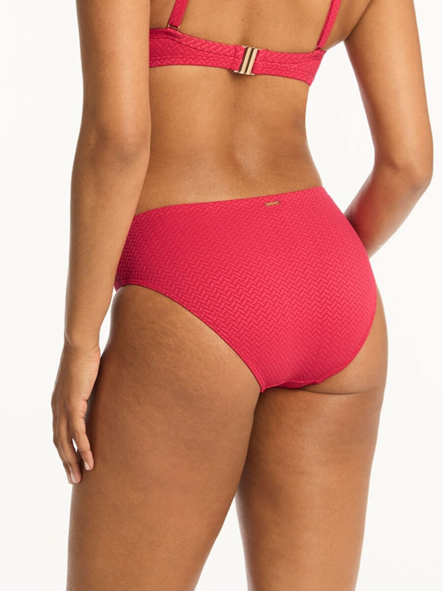 Sea Level Nouveau Mid Bikini Bottoms in Raspberry
