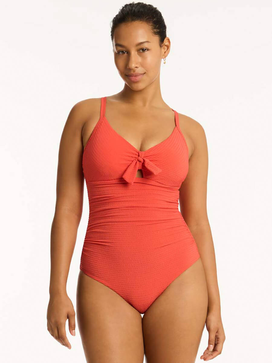 Sea Level Messina Tie Front DD/E One Piece in Flame