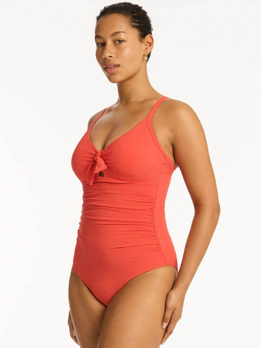 Sea Level Messina Tie Front DD/E One Piece in Flame