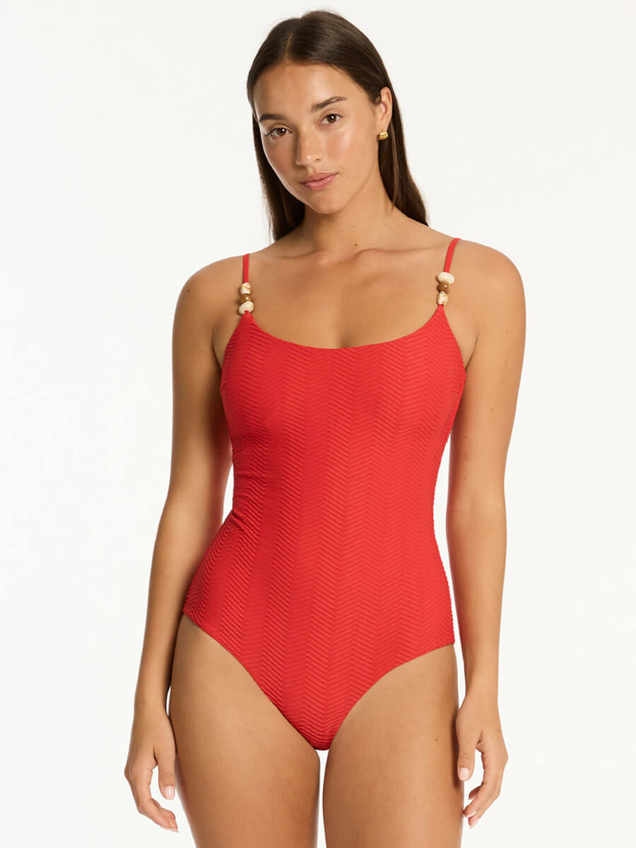 Sea Level Scoop Neck One Piece in Spice Red