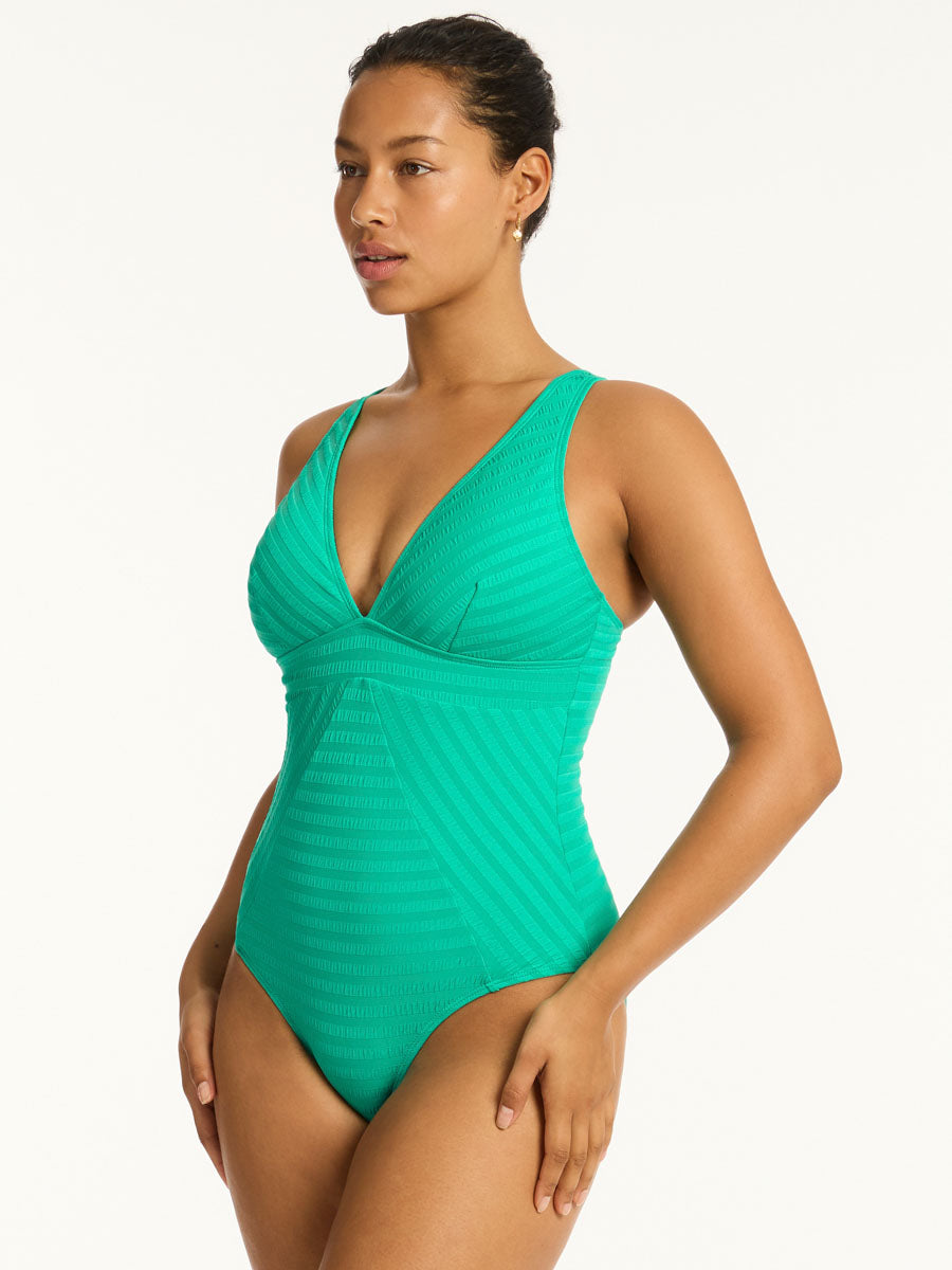 Sea Level Capri Panel Line One Piece In Evergreen
