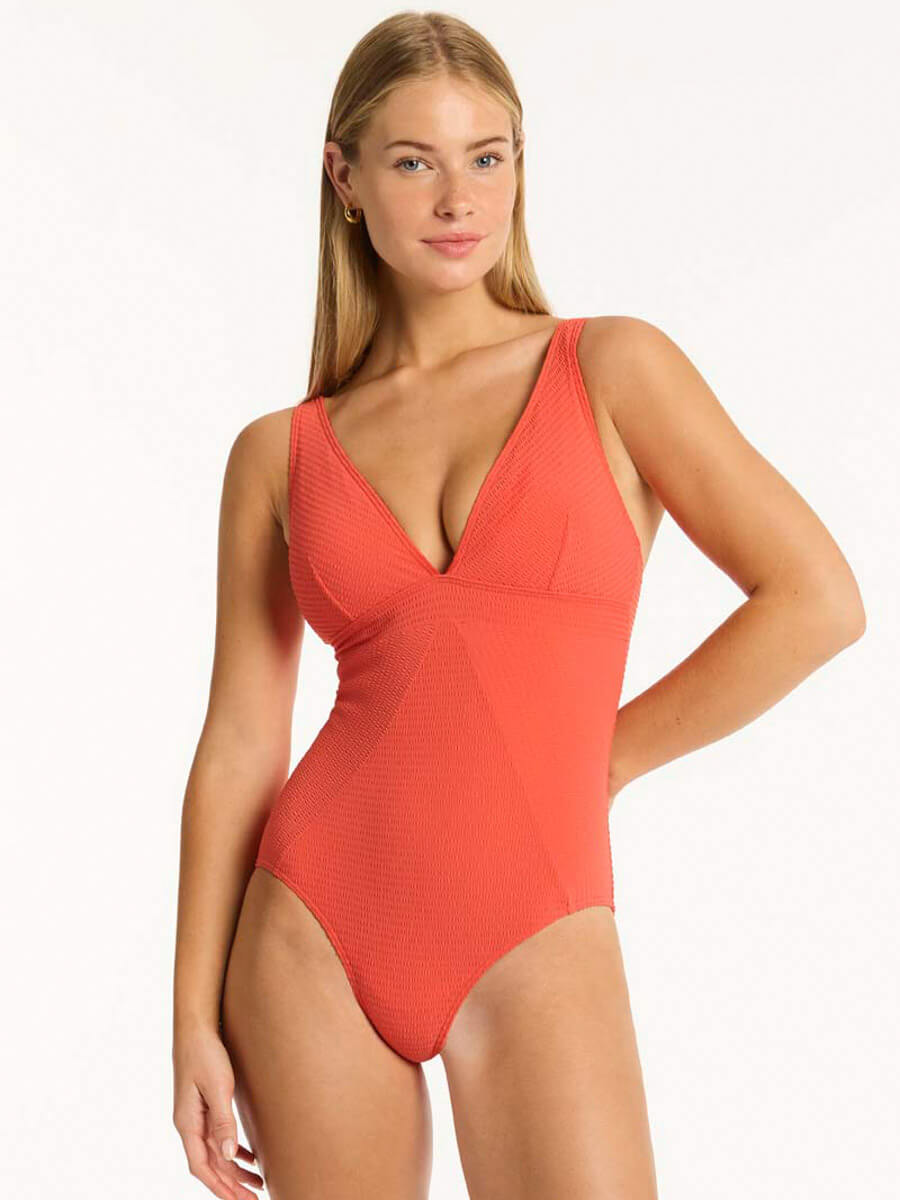 Sea Level Messina Panel Line One Piece in Flame
