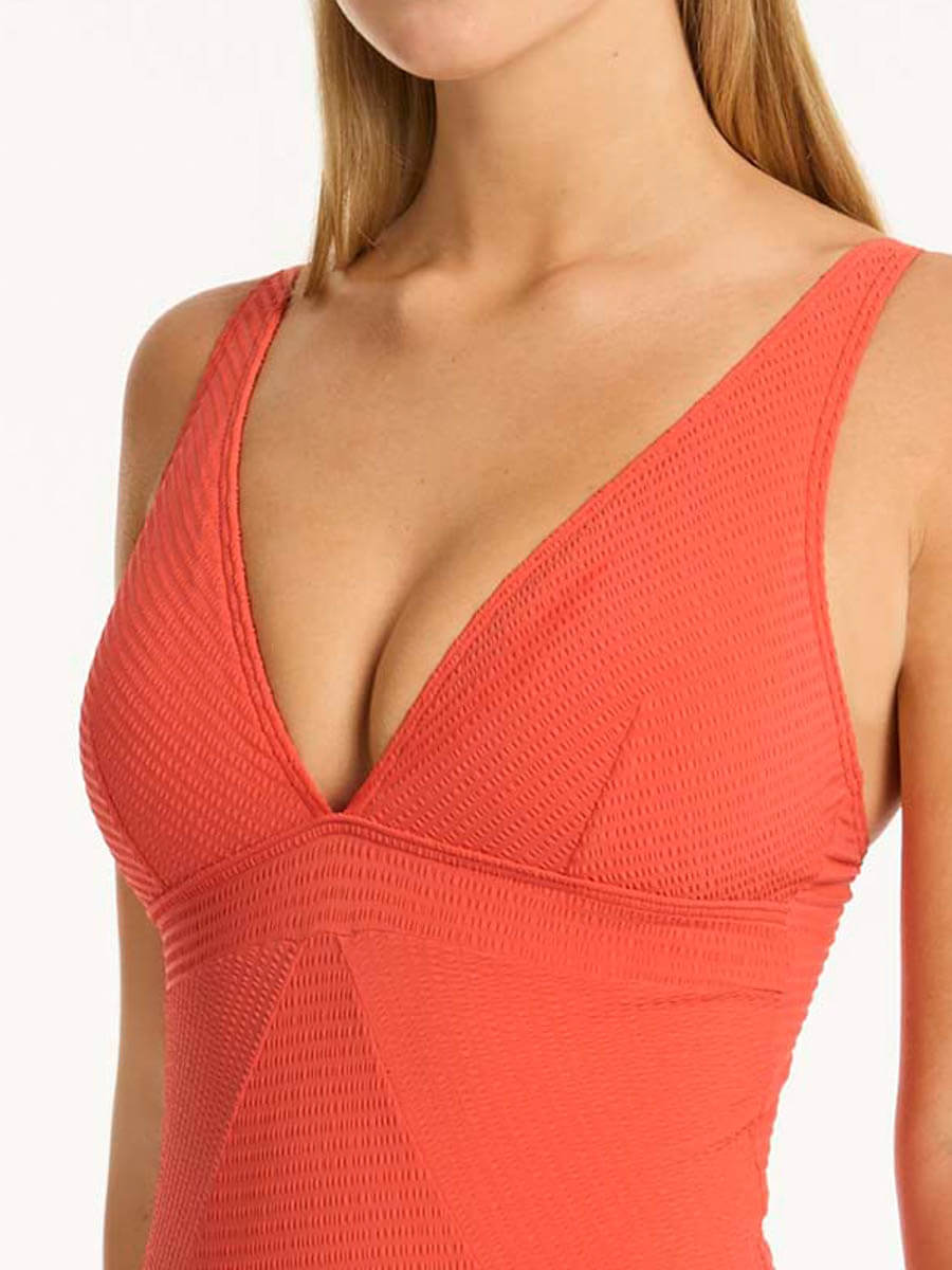 Sea Level Messina Panel Line One Piece in Flame
