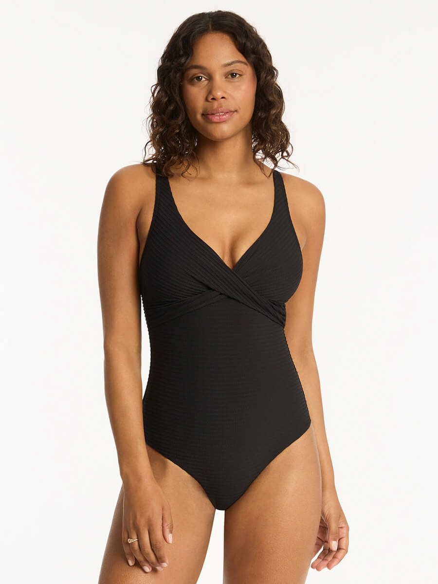 Spinnaker Cross Front One Piece in Black