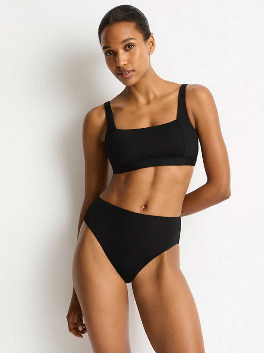 Sea Level Essentials Retro High Waist Bottom in Black