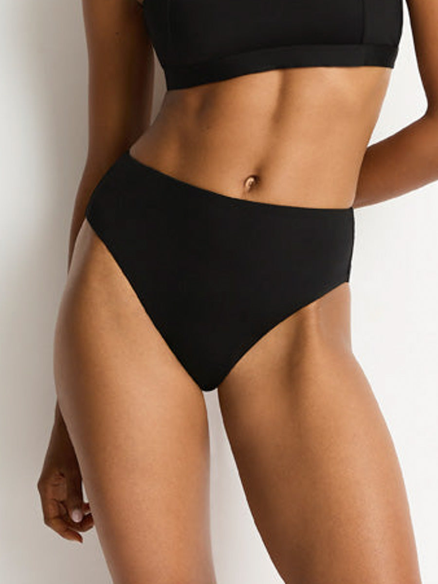 Sea Level Essentials Retro High Waist Bottom in Black