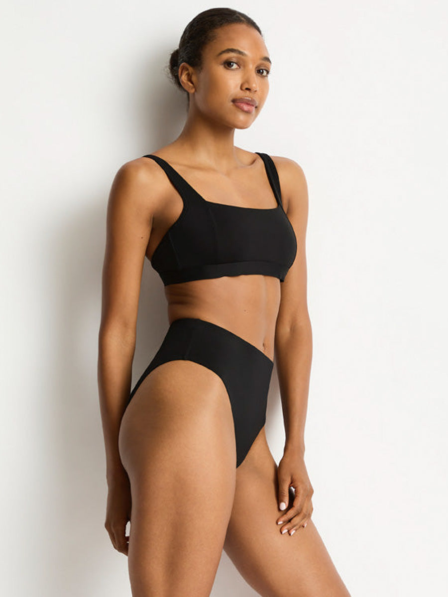 Sea Level Essentials Retro High Waist Bottom in Black