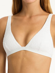 Sea Level Interlace Longline Top in White, view 4, click to see full size