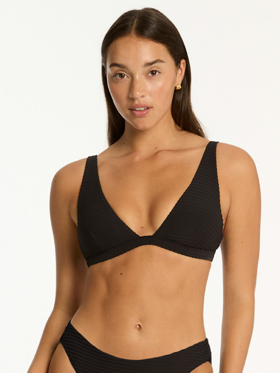 Spinnaker Longline Bralette in Black