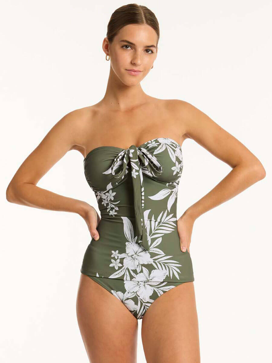 Sea Level Aloha Bandeau Tankini in Khaki