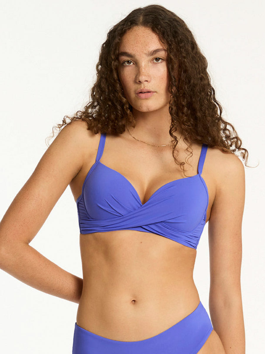 Sea Level Essentials Cross Front Underwire Bra in Iris