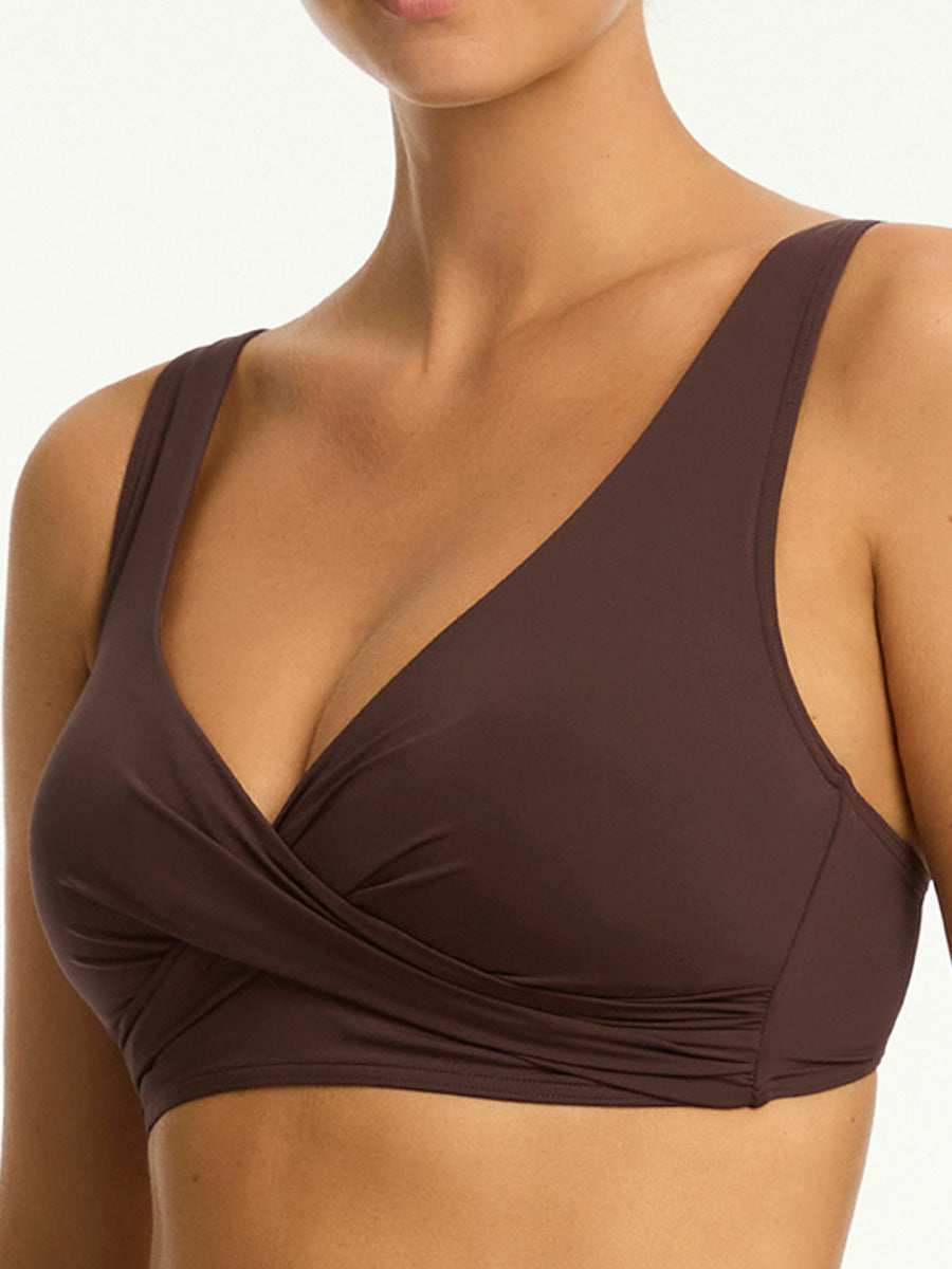 Sea Level Essentials Cross Front Bra in Cocoa