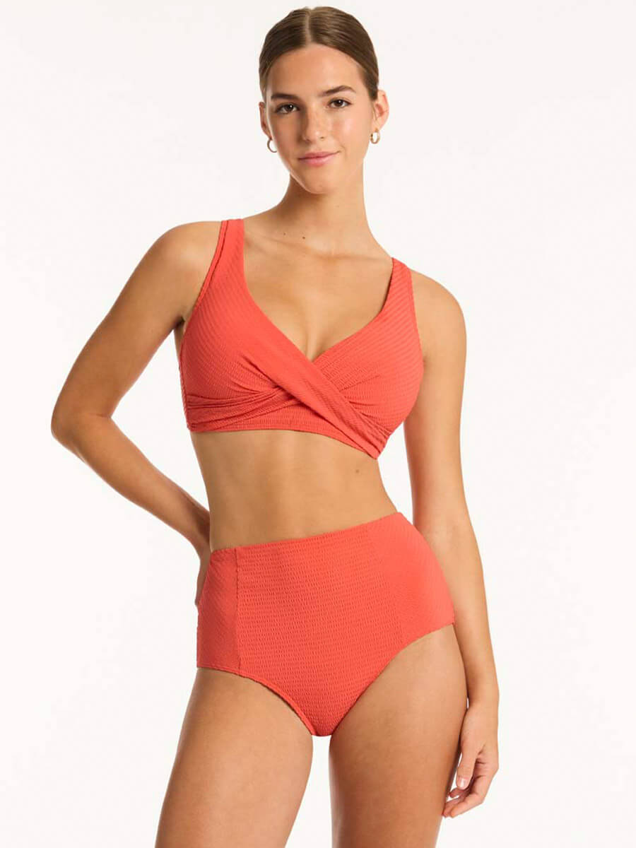 Sea Level Messina Cross Front Multifit Top in Flame