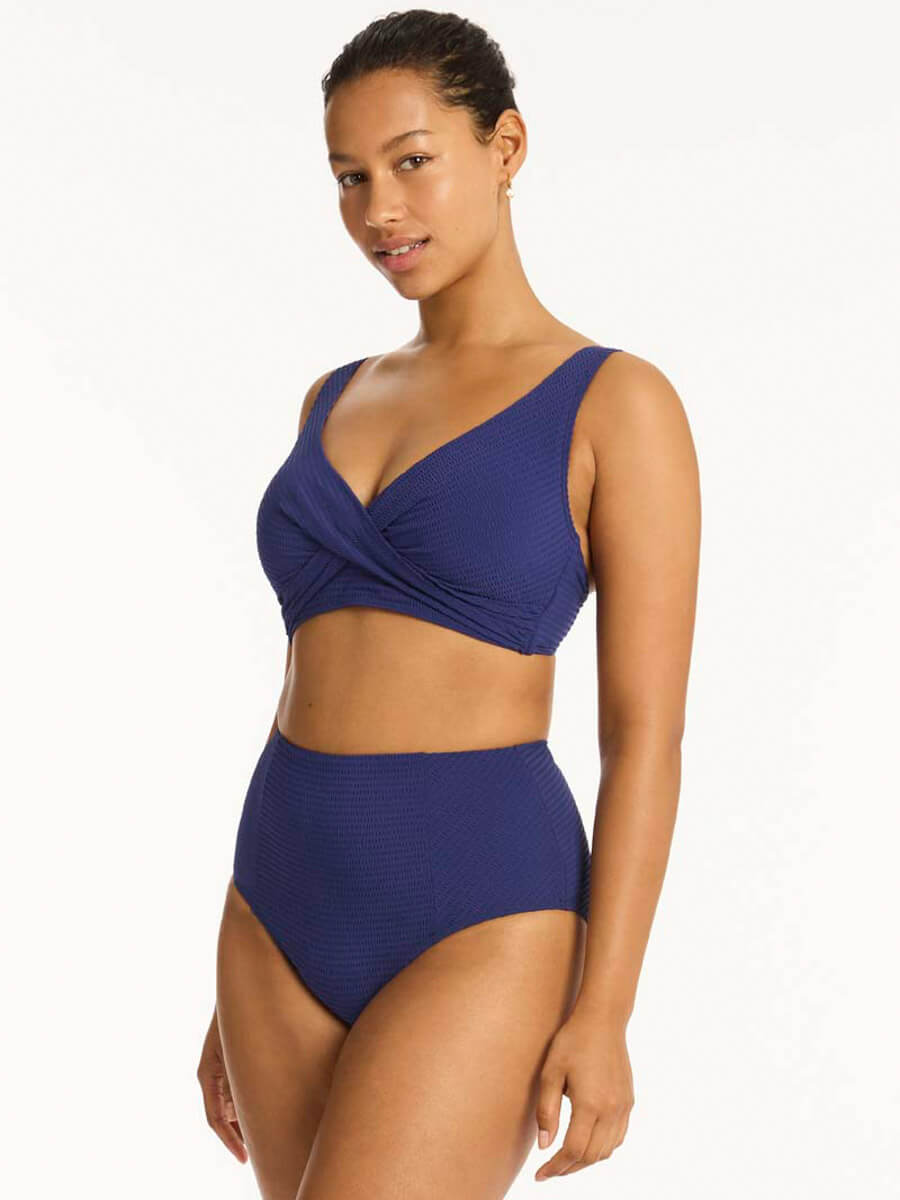 Sea Level Messina Cross Front Multifit Top in French Navy