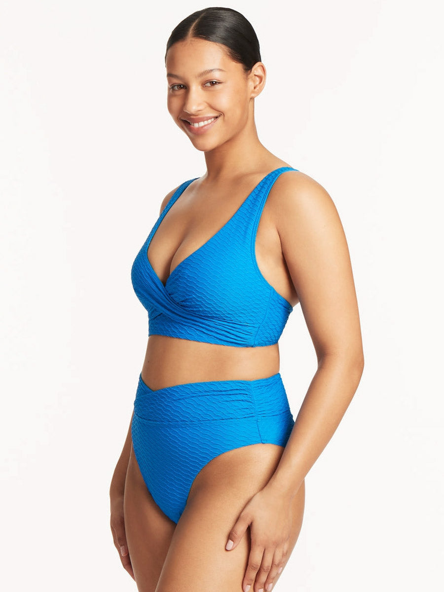 Sea Level Honeycomb Cross Front Multift Top in Capri