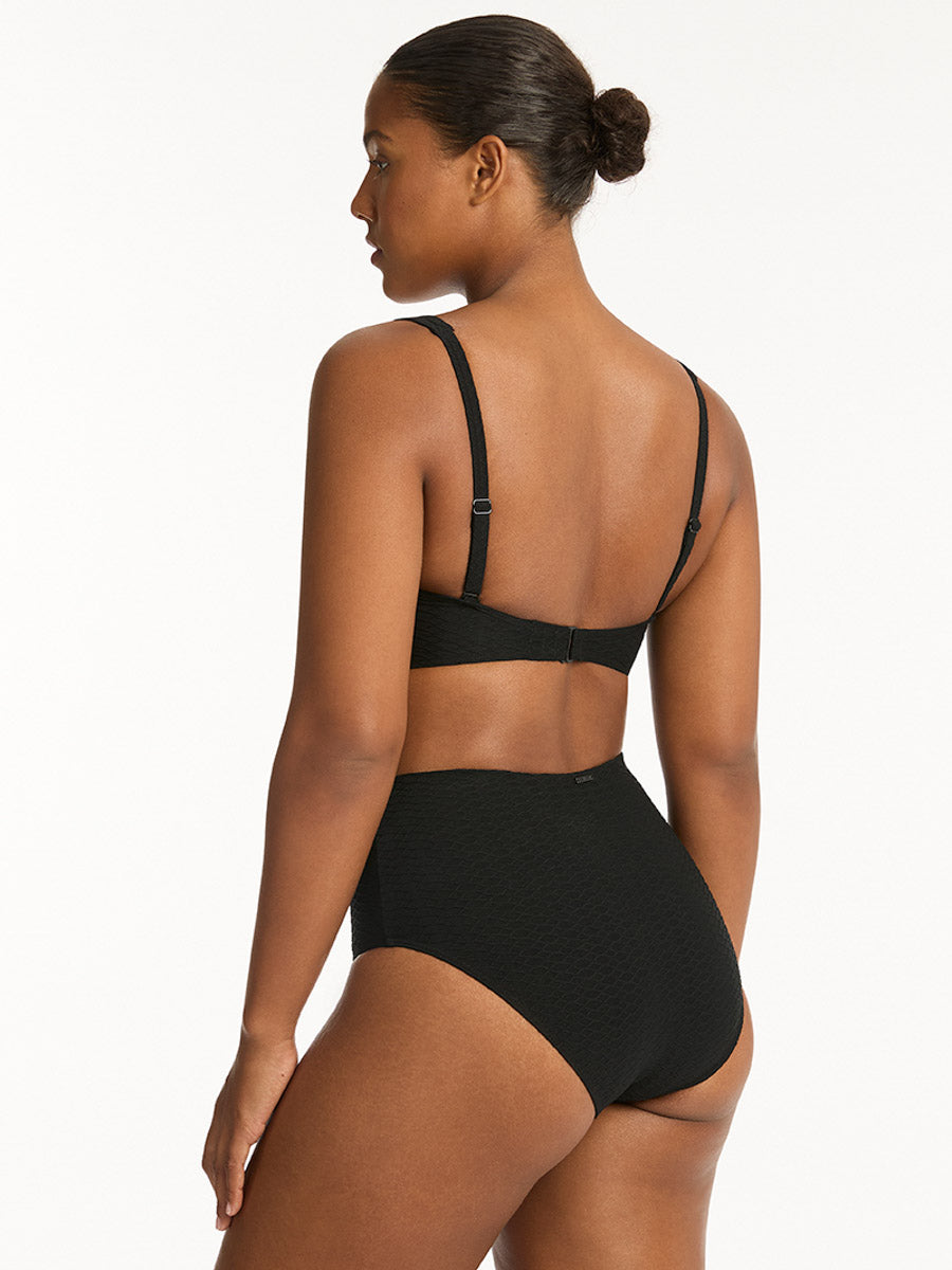 Sea Level Honeycomb Cross Front Multift Top in Black