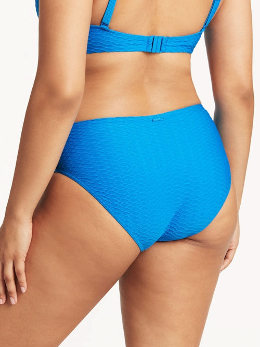 Sea Level Honeycomb Mid Bikini Bottom in Capri