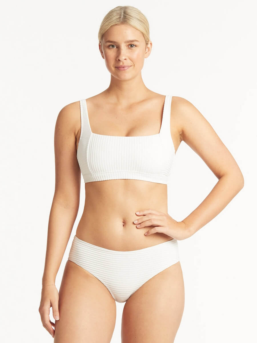 Sea Level Spinnaker Mid Bikini Bottoms In White