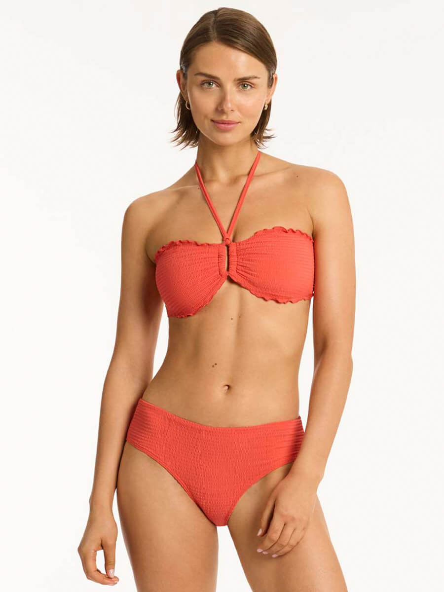Sea Level Messina Mid Bikini Bottom in Flame