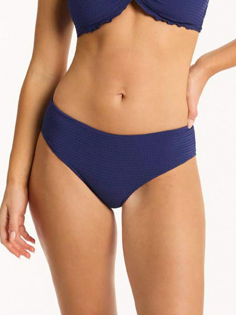 Sea Level Messina Mid Bikini Bottom in French Navy
