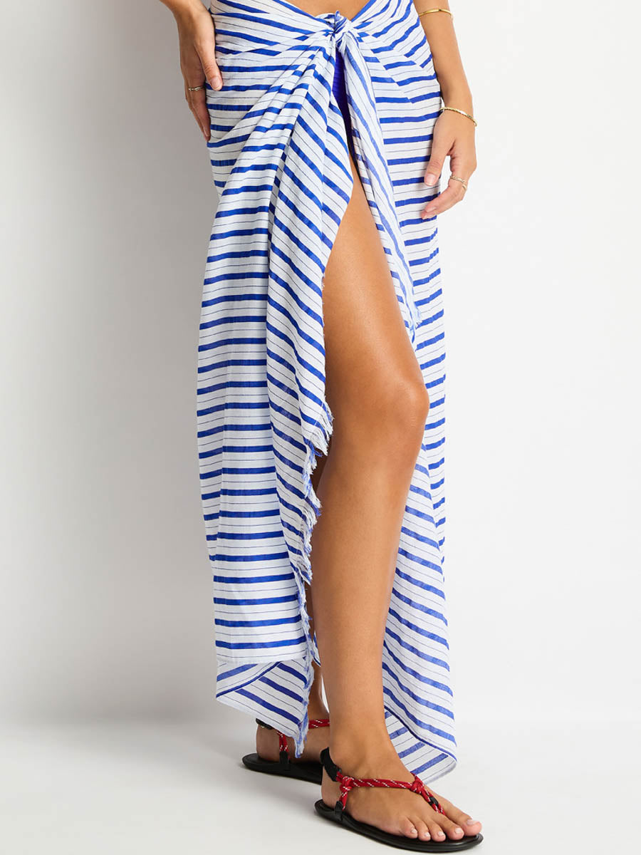 Vacay Long Sarong in Vacay Blue