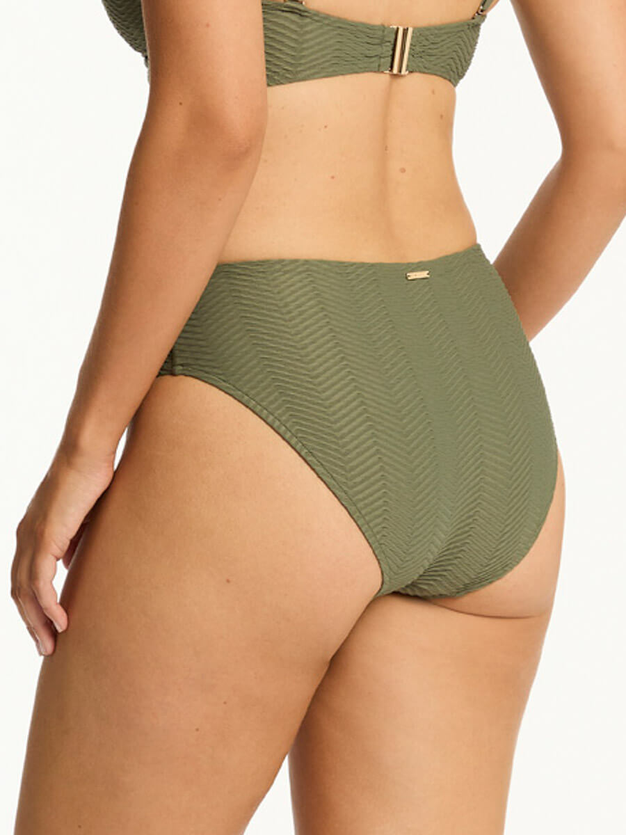 Sea Level Mid Bikini Bottom in Khaki