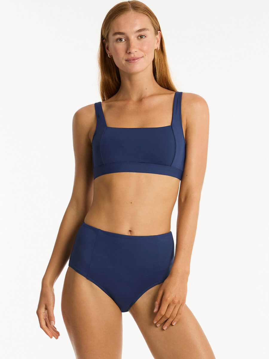 Sea Level Infinity Square Neck Bra in Indigo
