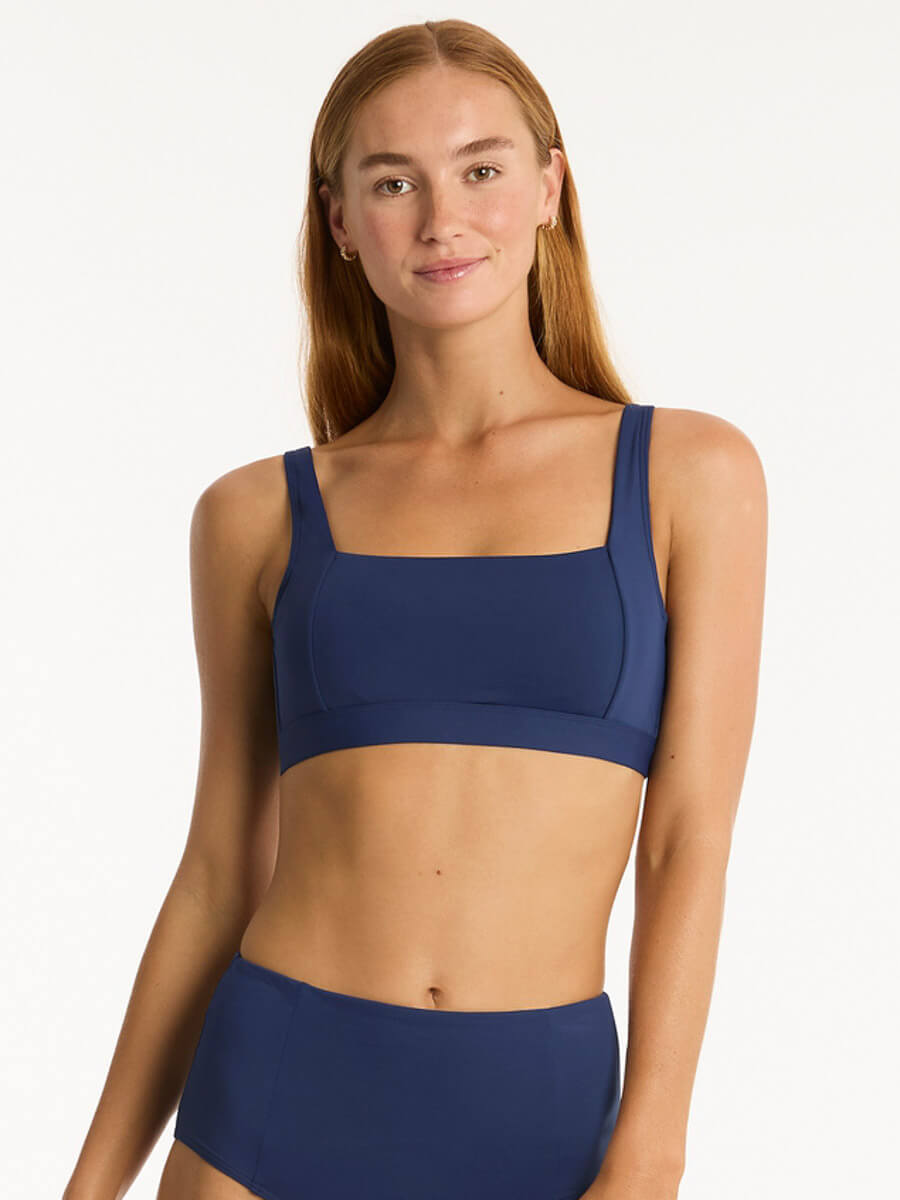 Sea Level Infinity Square Neck Bra in Indigo