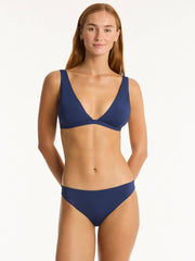 Sea Level Infinity Longline Triangle Top in Indigo, view 3, click to see full size
