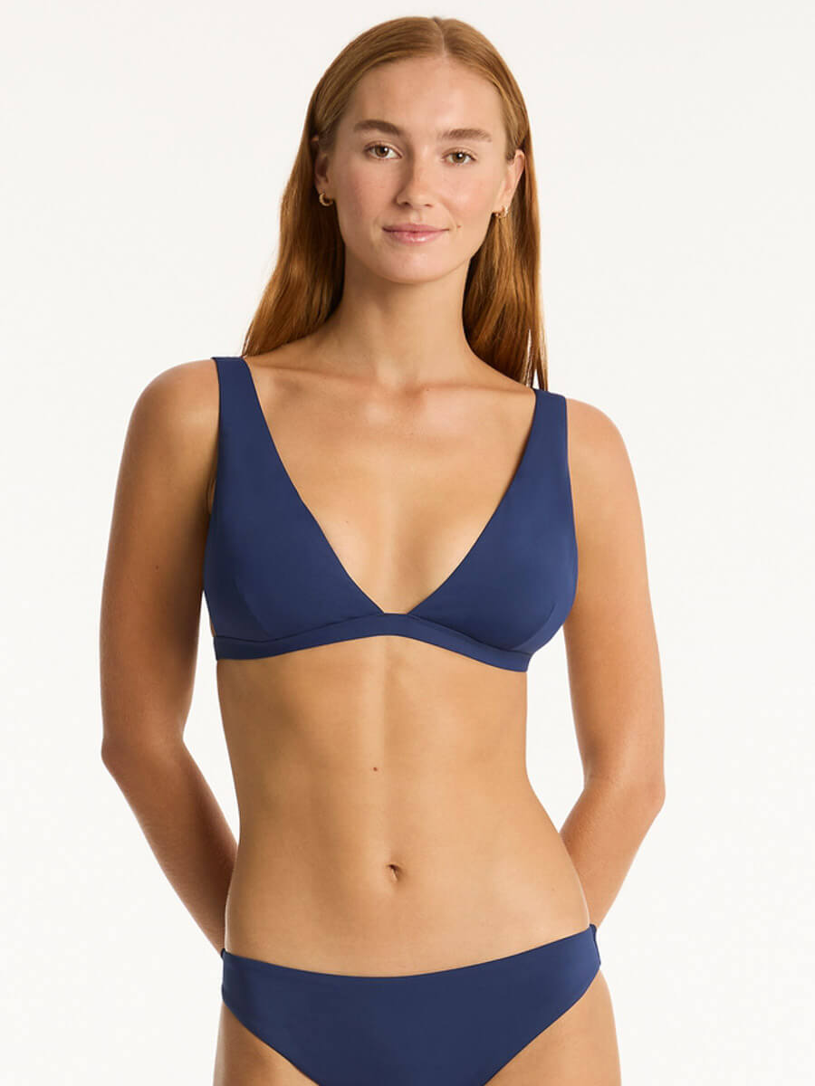 Sea Level Infinity Longline Triangle Top in Indigo