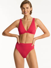 Sea Level Nouveau Longline Underwire Bra in Raspberry, view 3, click to see full size