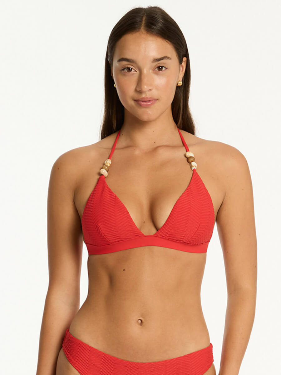Sea Level Triangle Halter Top in Spice Red
