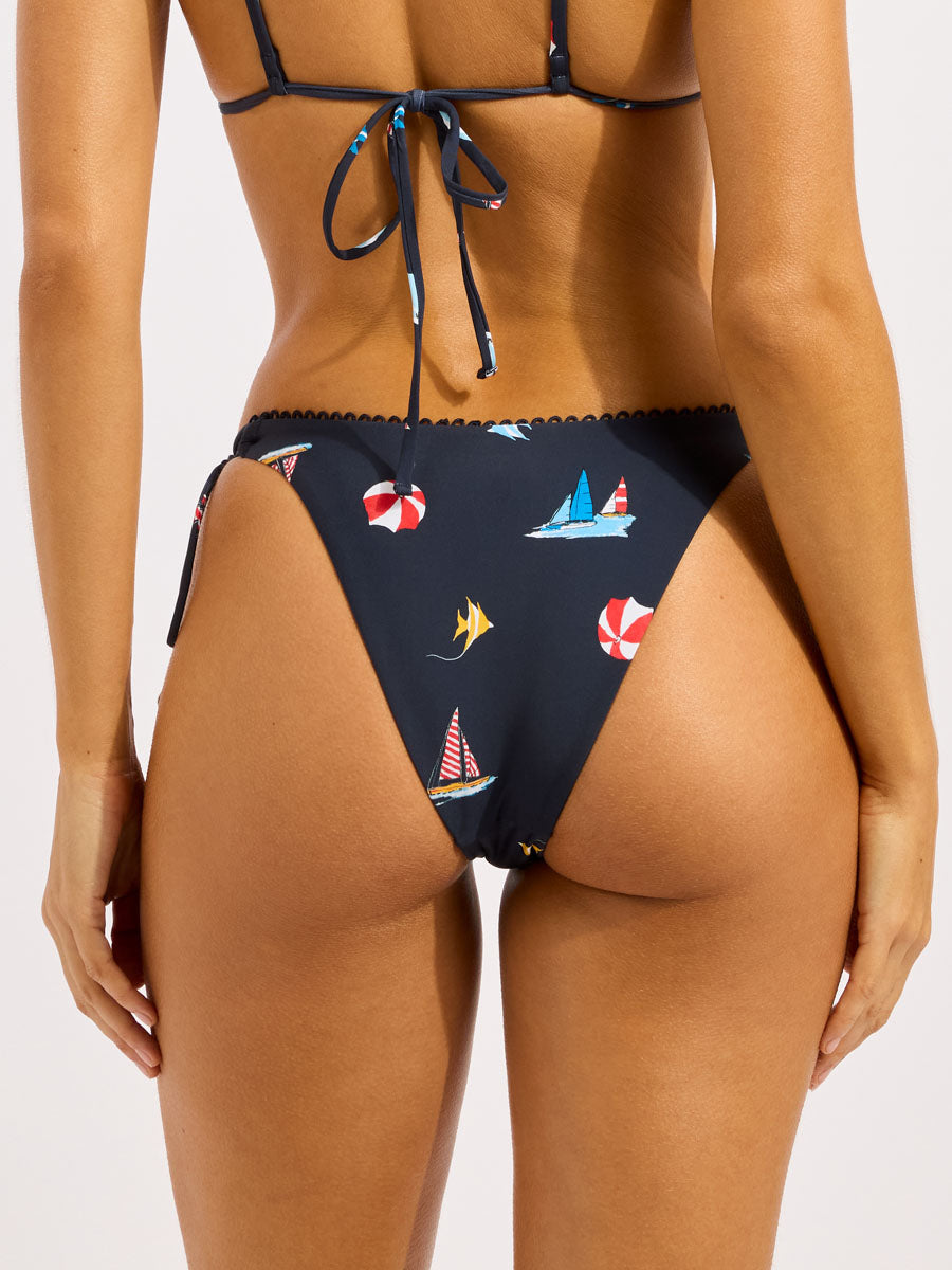 Seafolly Beach Club Loop Tie Side Rio Pant in True Navy