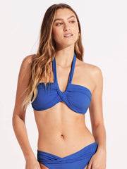 Seafolly SF Collective Halter Bandeau In Azure, view 1, click to see full size