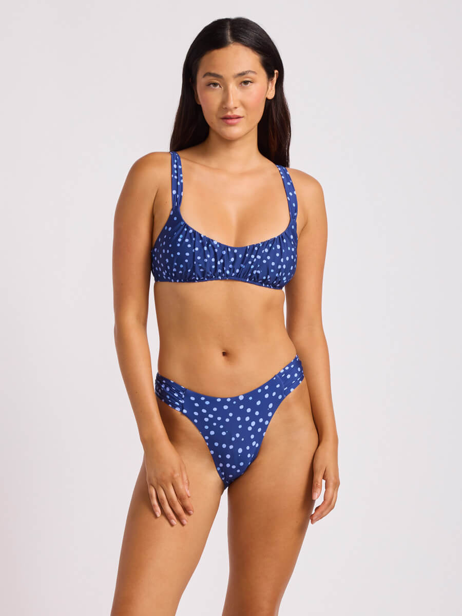 Seafolly Dolce Dot Ruched Bralette In Classic Navy