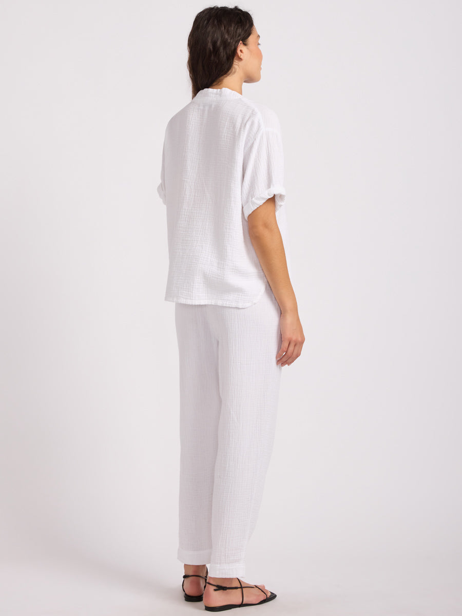 Double Gauze Tapered Pant in White