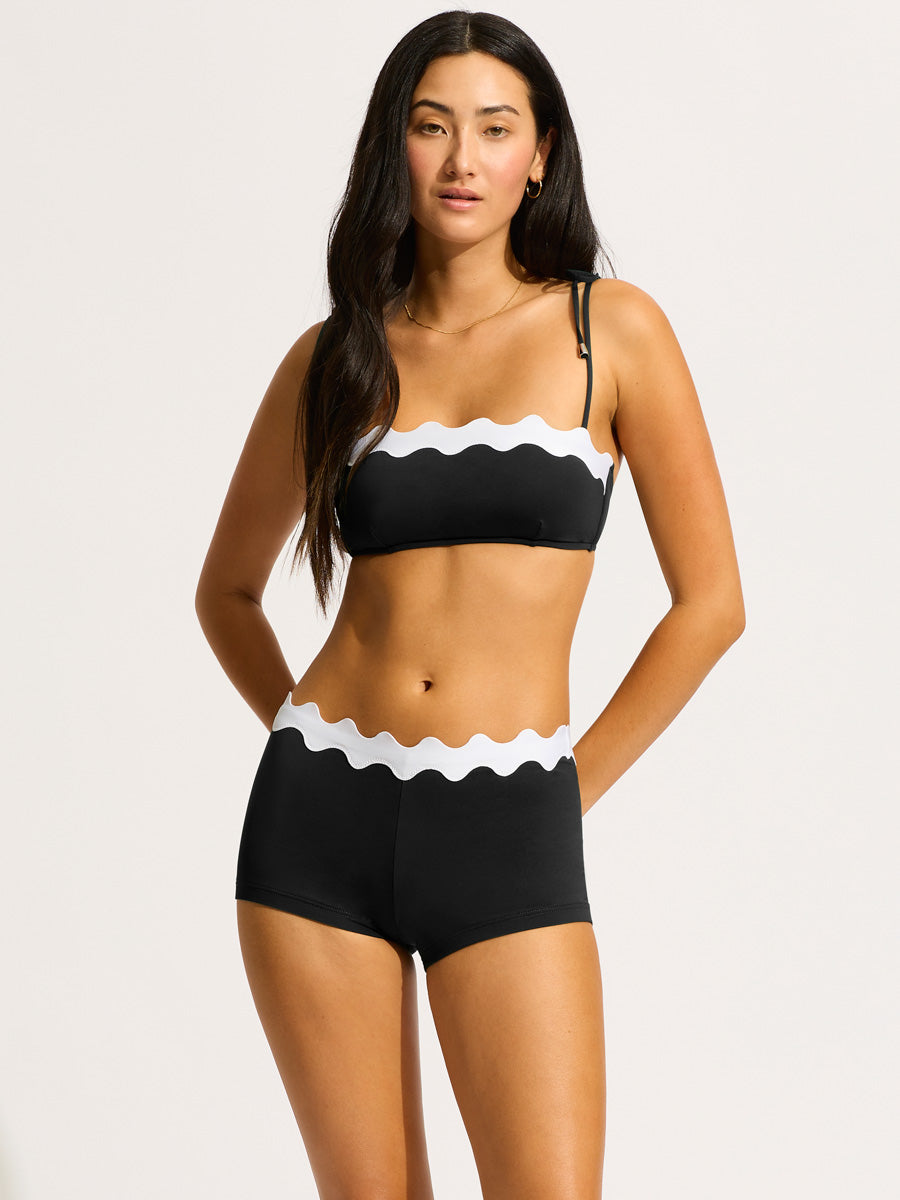 Seafolly Gia Ric Rac Bustier Bandeau in Black